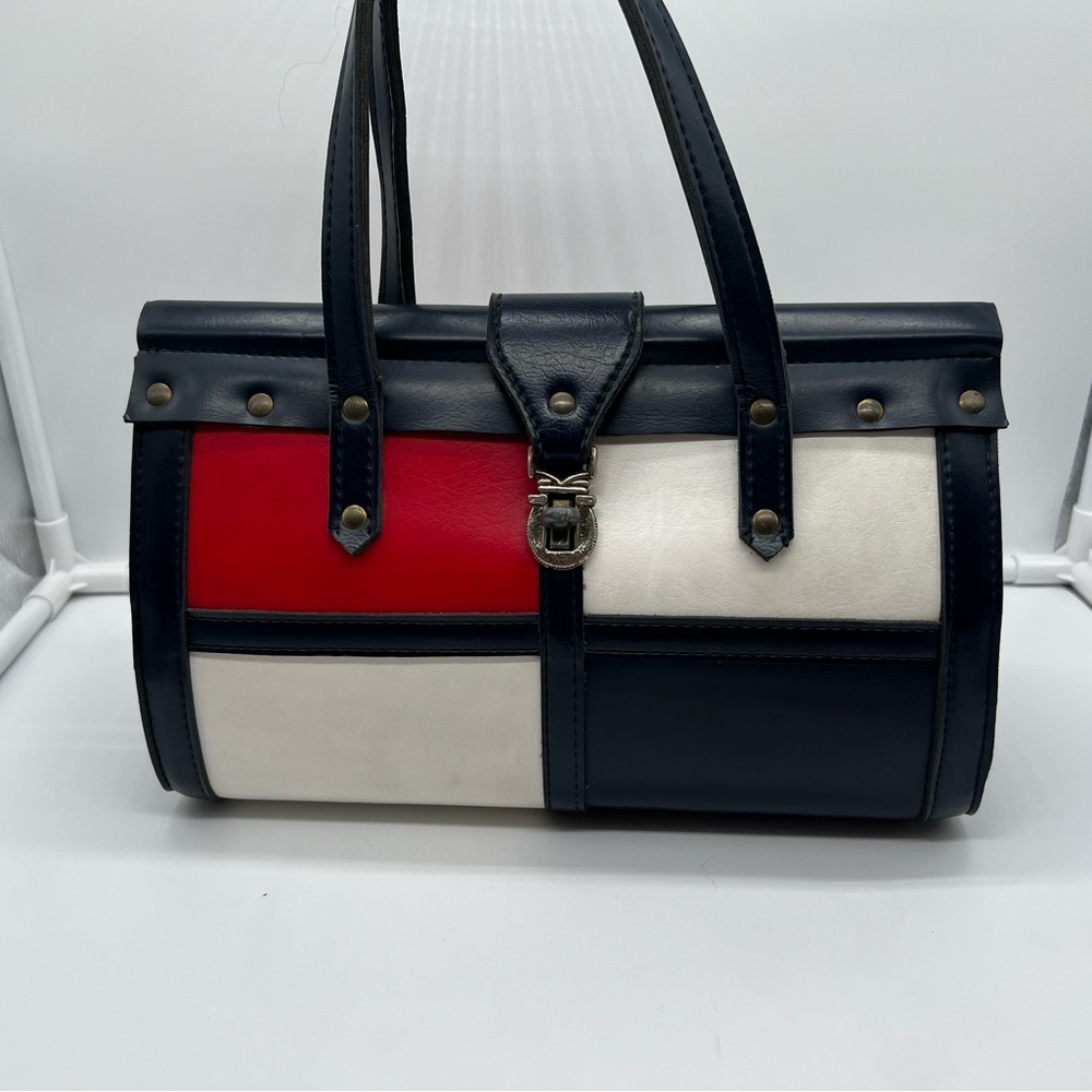 Vintage RARE 1960s Spilene Red, White and Blue  Duffel Purse